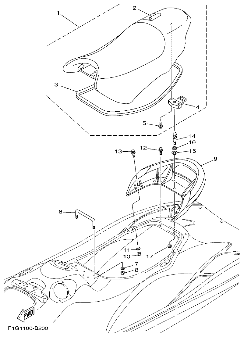 Yamaha F1G1 SEAT. UNDER LOCKER parts diagram